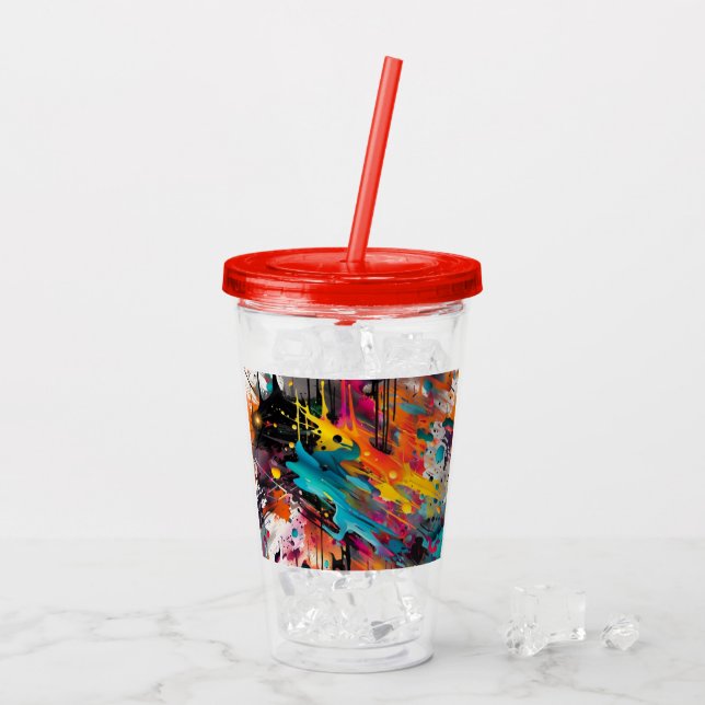 Vivid Chaos Stänk Graffiti Take Away Mugg (Baksida Ice)
