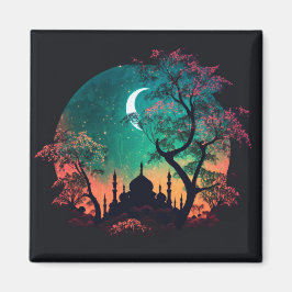 Vivid Cherry Blommar Islamic Mosque Fridge Magnet
