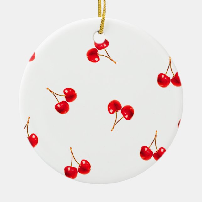 Vivid Cherry Mönster Julgransprydnad Keramik (Framsidan)
