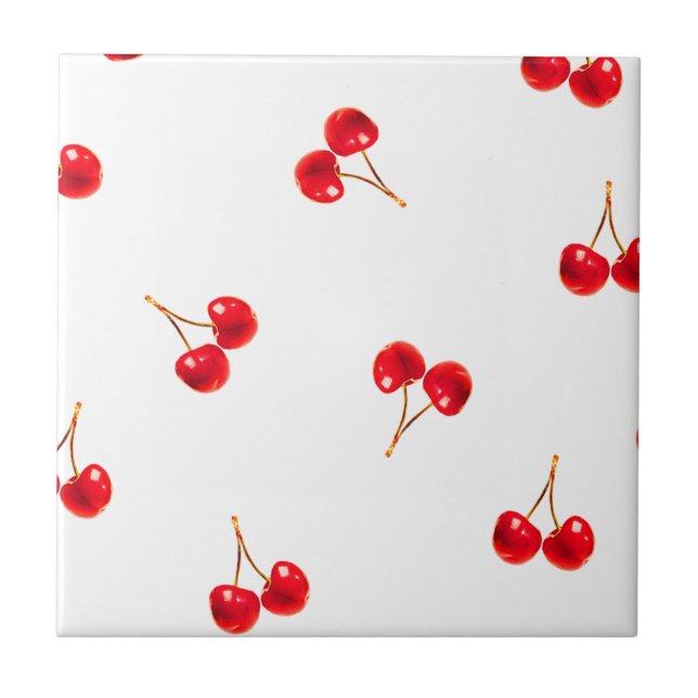 Vivid Cherry Mönster Kakelplatta (Framsidan)