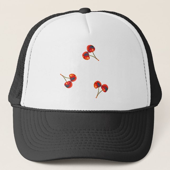 Vivid Cherry Mönster Truckerkeps (Framsida)