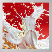 Vivid Cream och Red Fluid Art Poster