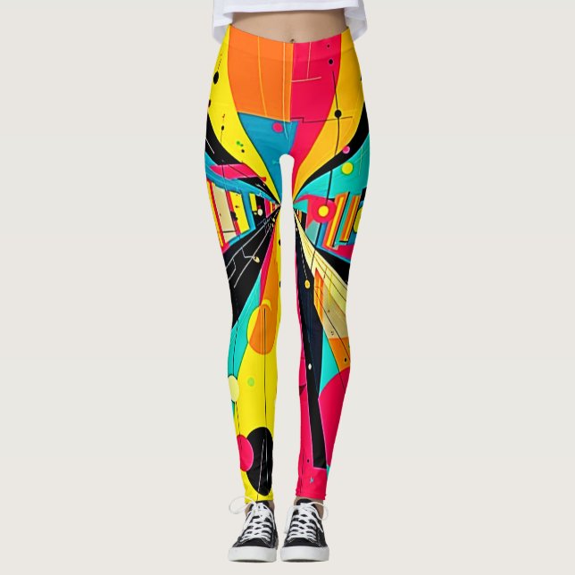 Vivid Dreams: A Neon Odyssey Leggings (Framsida)