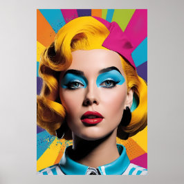 Vivid Elegance - djärv pop Art Woman Poster