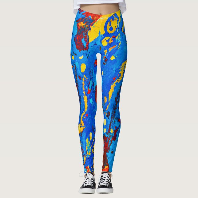 Vivid Färg Abstrakt Artwork Leggings (Framsida)