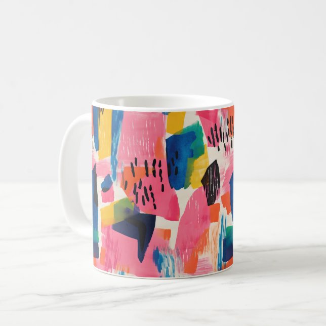 Vivid Färg Abstrakt Mönster Kaffemugg (Framsida vänster)