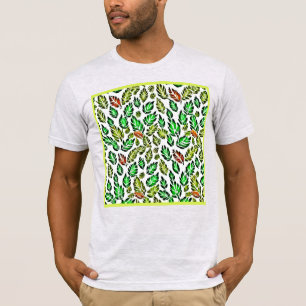 Vivid Färg Burst Löv Mönster T Shirt
