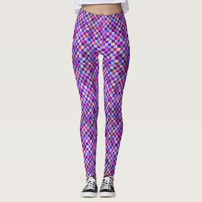 Vivid Färg Patchwork Leggings (Framsida)