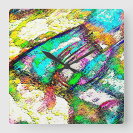 Vivid färg - Rustik och grov som grovgjutning Fyrkantig Klocka