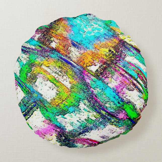 Vivid färg - Rustik och grov som grovgjutning Rund Kudde (Baksidan)