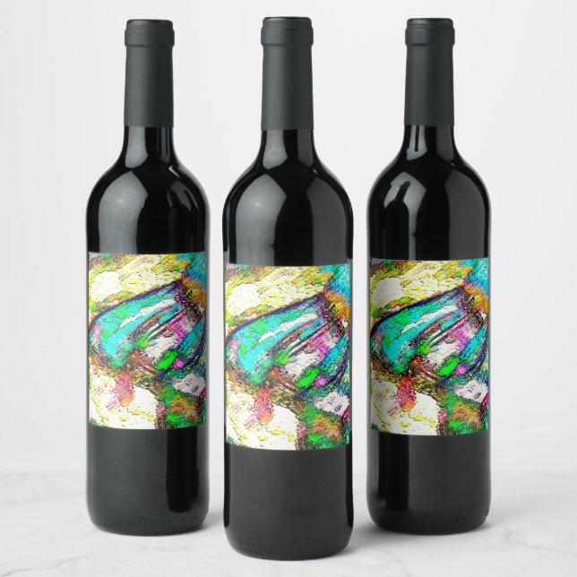 Vivid färg - Rustik och grov som grovgjutning Vinflaska Etikett (Flaskor)