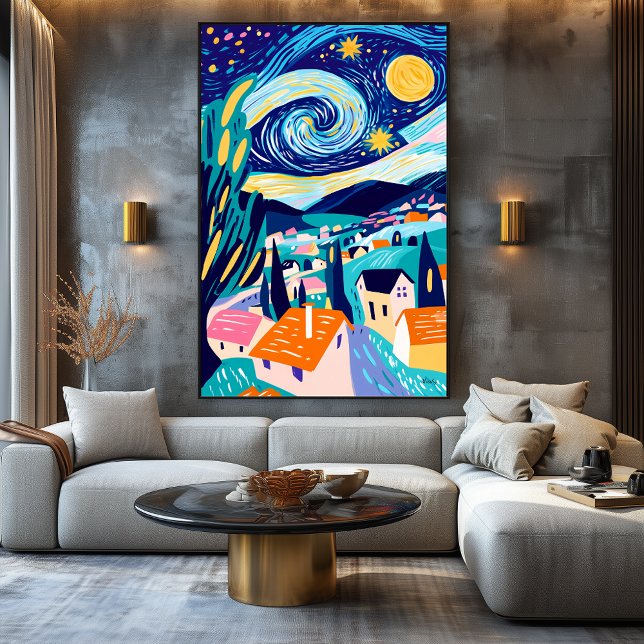 Vivid Fauvist Vision of Starry Night Canvastryck (Skapare uppladdad)