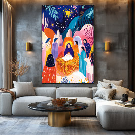 Vivid Fauvist Vision of the Adoration Shepherdss Canvastryck