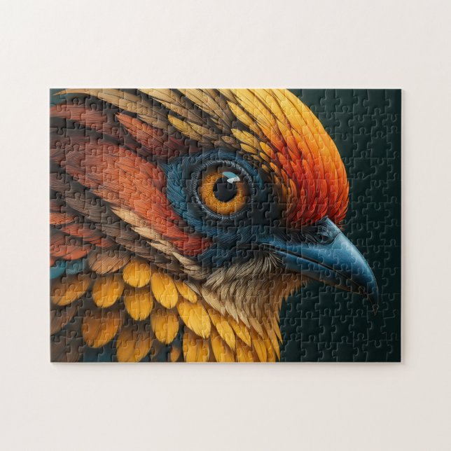 Vivid Feathered Portrait - Colorful Bird Close-Up  Pussel (Horisontell)