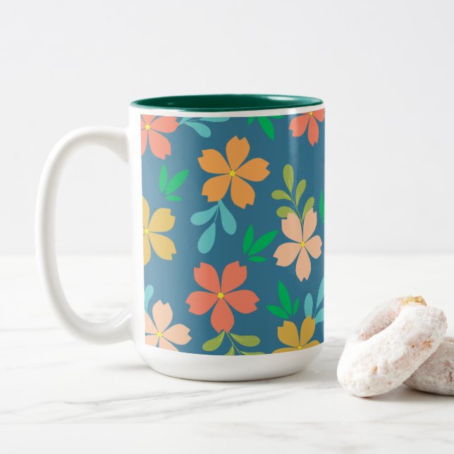 Vivid Garden Theme Två-Tonad Mugg (Med munk)