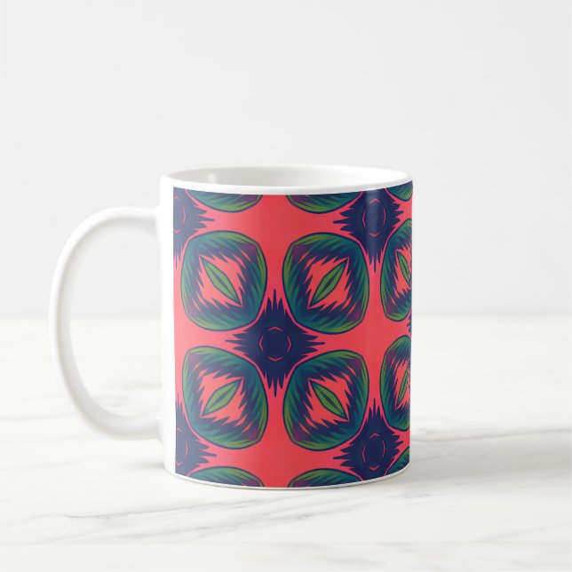 Vivid Geometric Abstrakt Mönster Kaffemugg (Vänster)