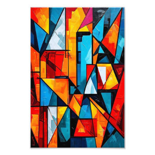 Vivid geometrisk Abstrakt - Dynamisk kubistisk väg Fototryck