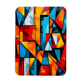 Vivid geometrisk Abstrakt - Dynamisk kubistisk väg Magnet