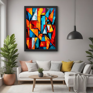 Vivid geometrisk Abstrakt - Dynamisk kubistisk väg Poster