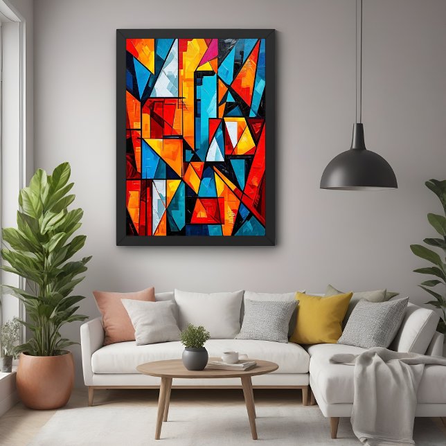 Vivid geometrisk Abstrakt - Dynamisk kubistisk väg Poster (Skapare uppladdad)