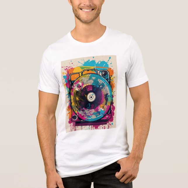 ’Vivid Graffiti Turntable Vinyl T-Shirt’ T Shirt (Framsida)