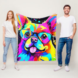 Vivid Hund Vibes Design Fleecefilt