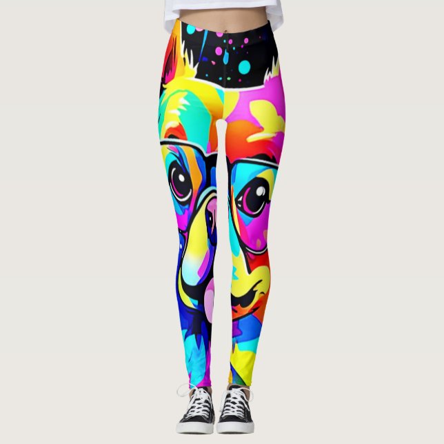 Vivid Hund Vibes Design Leggings (Framsida)