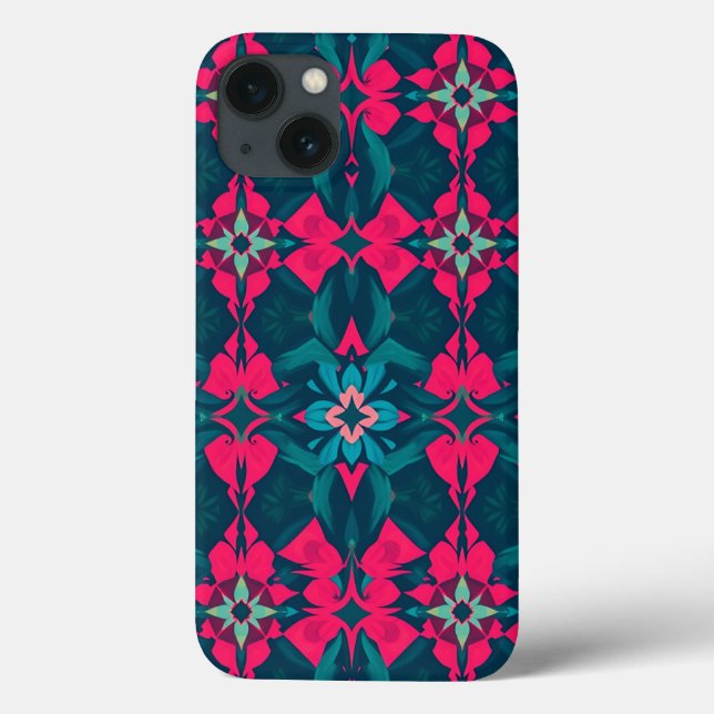 Vivid Jewel-Tone Kaleidoscope Phone Case (Baksida)