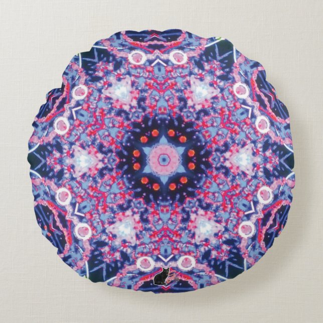 Vivid Kaleidoscope Rund Kudde (Framsidan)