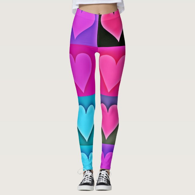 Vivid Kärlek Palette: Hjärtblåsor Leggings (Framsida)