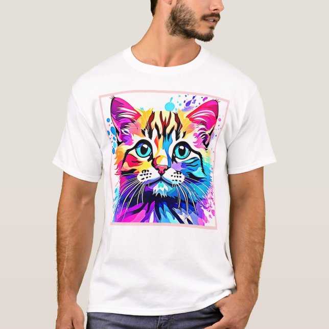 Vivid Kattunge Vibes Design T Shirt (Framsida)