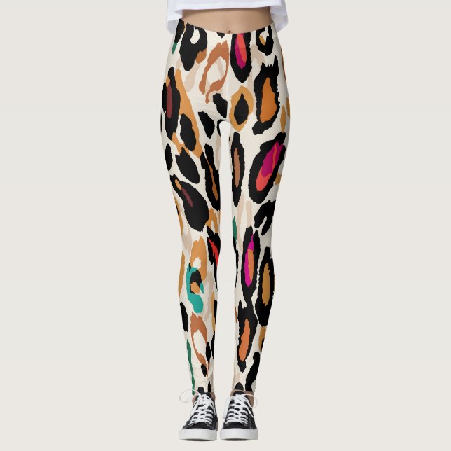 Vivid Leopard Animal Prints Leggings (Framsida)