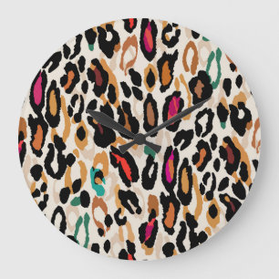 Vivid Leopard Animal Prints Stor Klocka