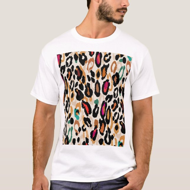 Vivid Leopard Animal Prints T Shirt (Framsida)