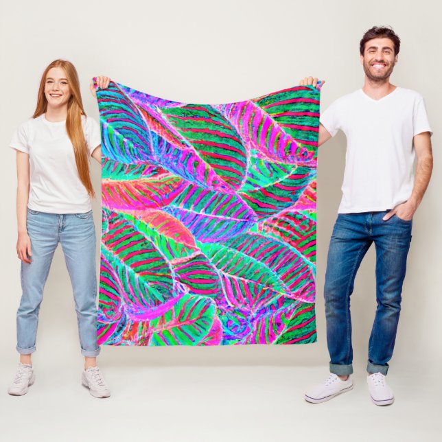 Vivid Löv Mönster Design Fleecefilt (På plats)