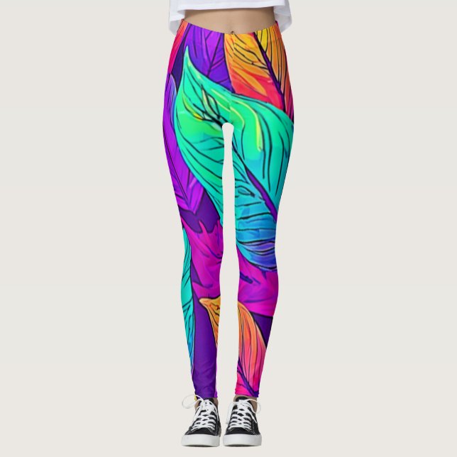 Vivid Löv Mönster Leggings (Framsida)