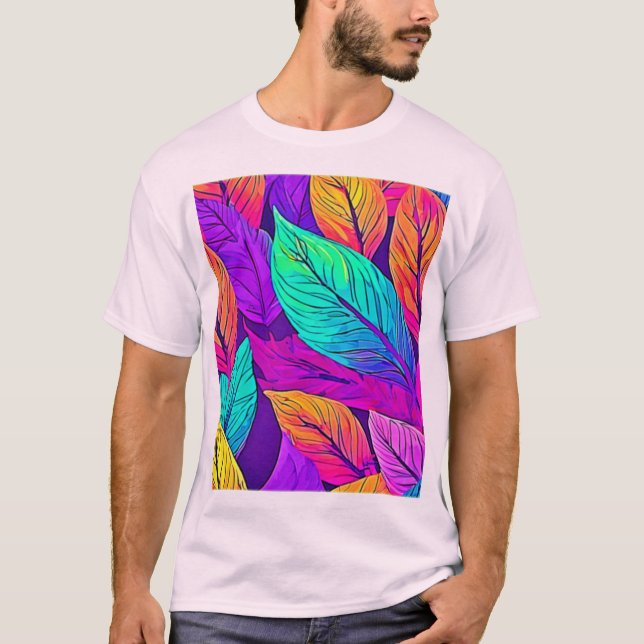 Vivid Löv Mönster T Shirt (Framsida)