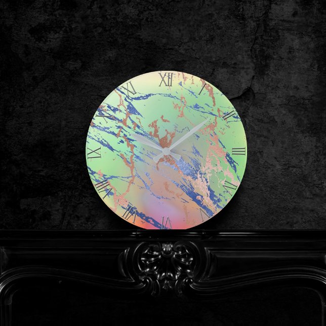 Vivid Marble | Färg, fetstil, pastellfärg Rund Klocka (Skapare uppladdad)