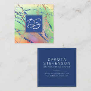 Vivid Marble Monogram för färglös vattenfärg med Fyrkantigt Visitkort