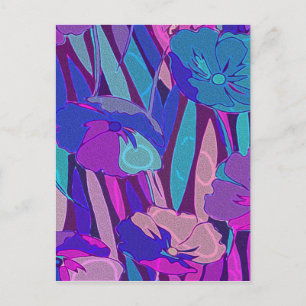 Vivid Mörk blått Lila Midnight Flowers Fine Art Helg Vykort