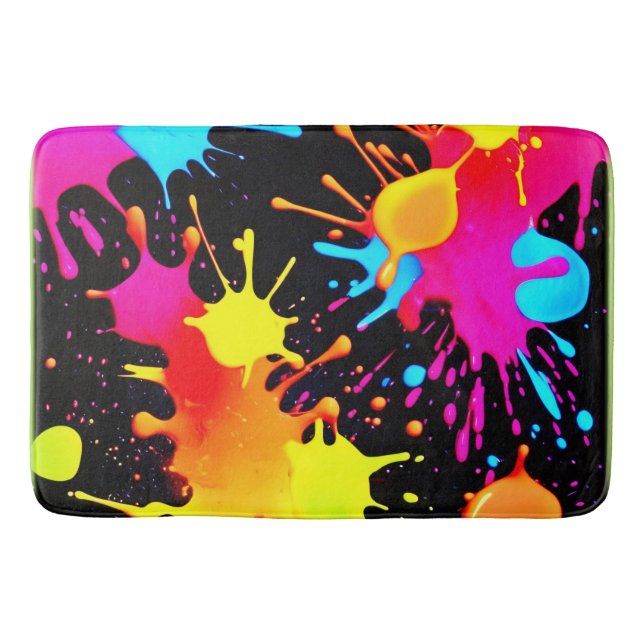 Vivid Neon Abstrakt Art i Rörelse Badrumsmatta (Framsidan)