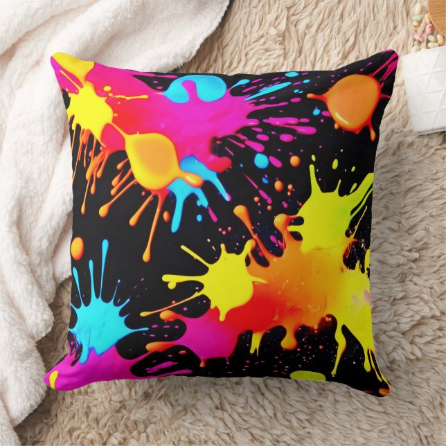 Vivid Neon Abstrakt Art i Rörelse Kudde (Filt)