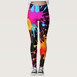 Vivid Neon Abstrakt Art i Rörelse Leggings