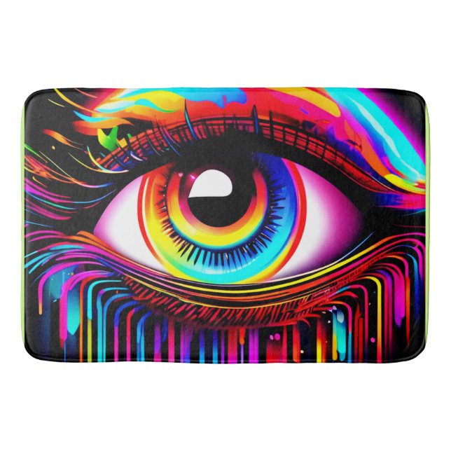 Vivid Neon Öga med Smälter Färg Badrumsmatta (Framsidan)