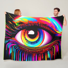 Vivid Neon Öga med Smälter Färg Fleecefilt