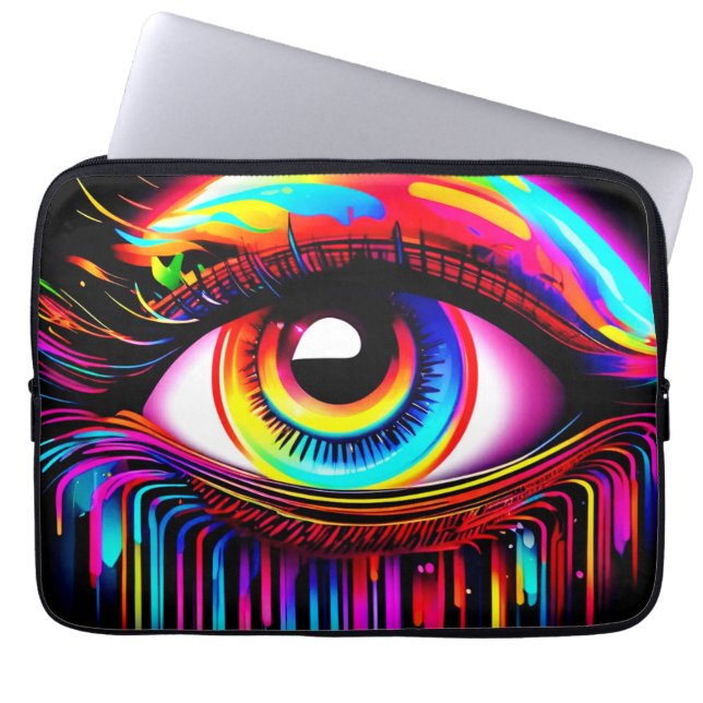 Vivid Neon Öga med Smälter Färg Laptop Fodral (Framsidan)