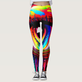Vivid Neon Öga med Smälter Färg Leggings