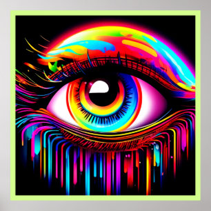 Vivid Neon Öga med Smälter Färg Poster