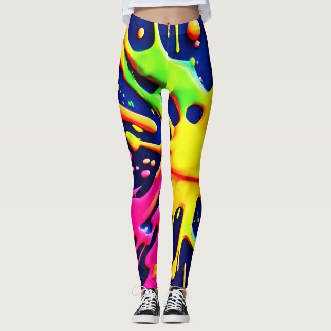 Vivid Neon Stänk Leggings (Framsida)