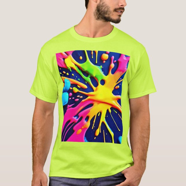 Vivid Neon Stänk T Shirt (Framsida)